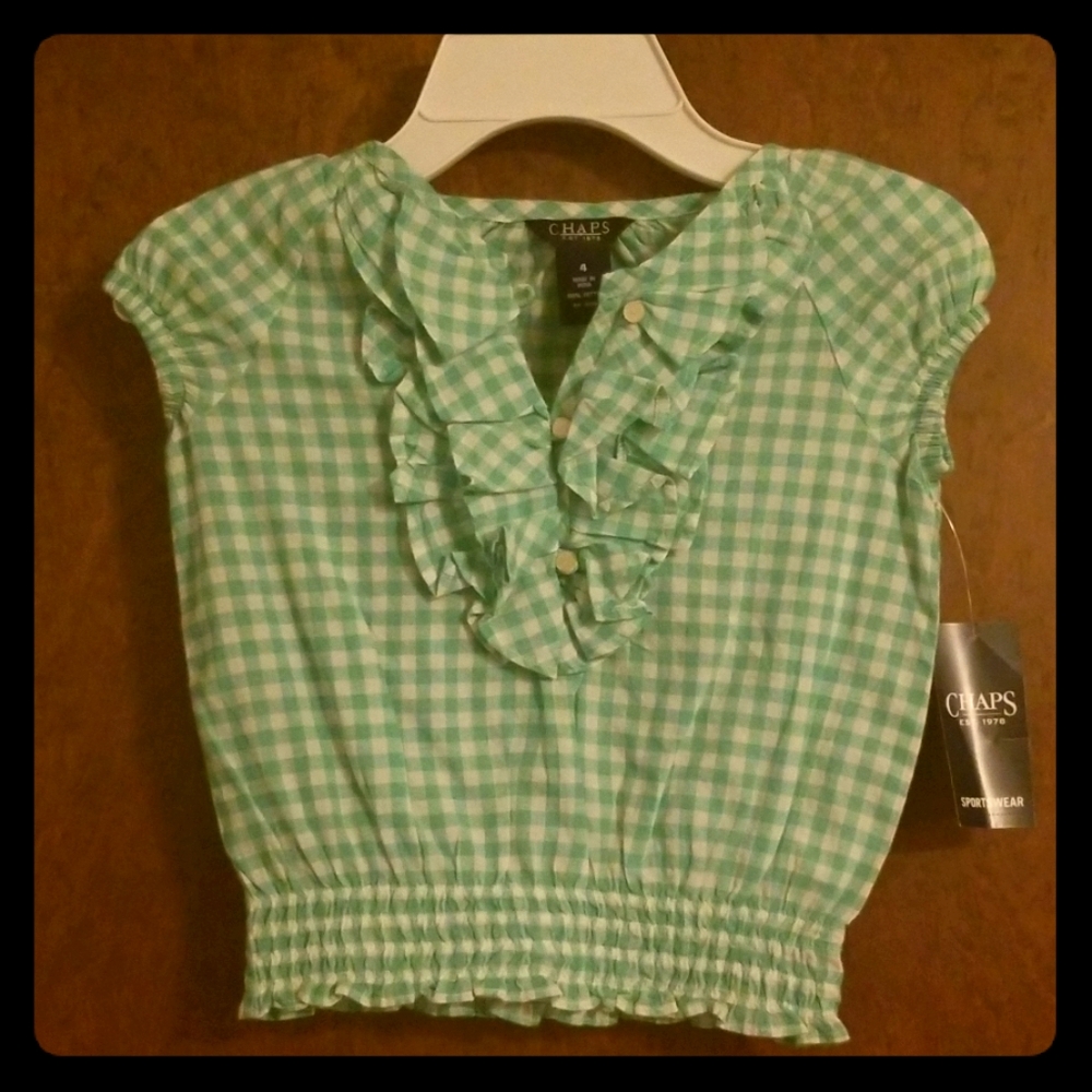 Chaps Ruffled Gingham Top